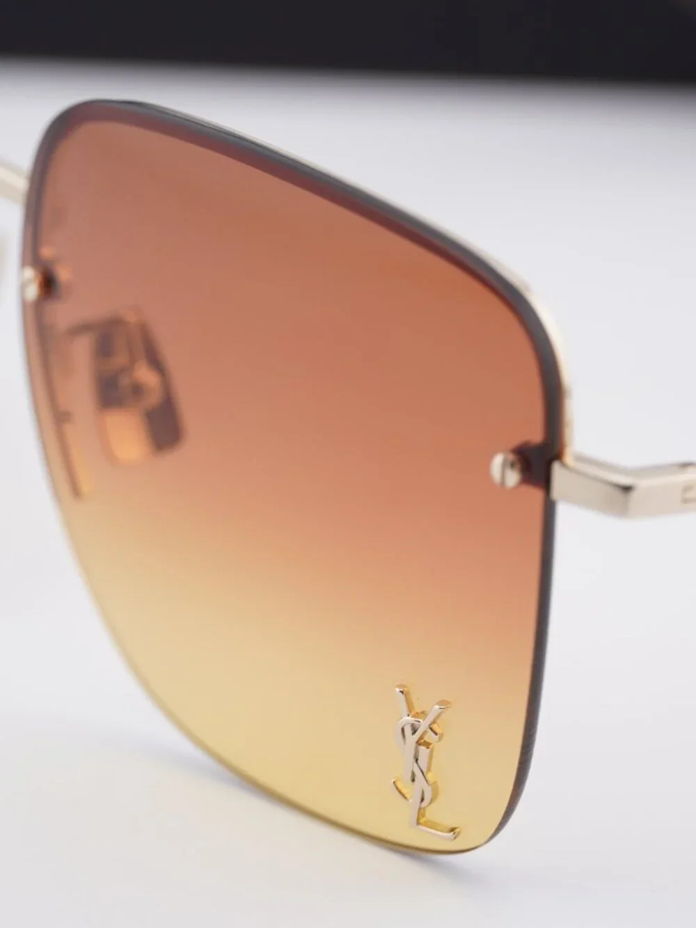 Saint Laurent SL312M 004 Square Rimless Sunglasses - Gold / Orange